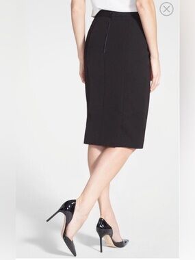 Pink Tartan Tech Black Pencil Skirt - Sleek Office Staple- Double Slit